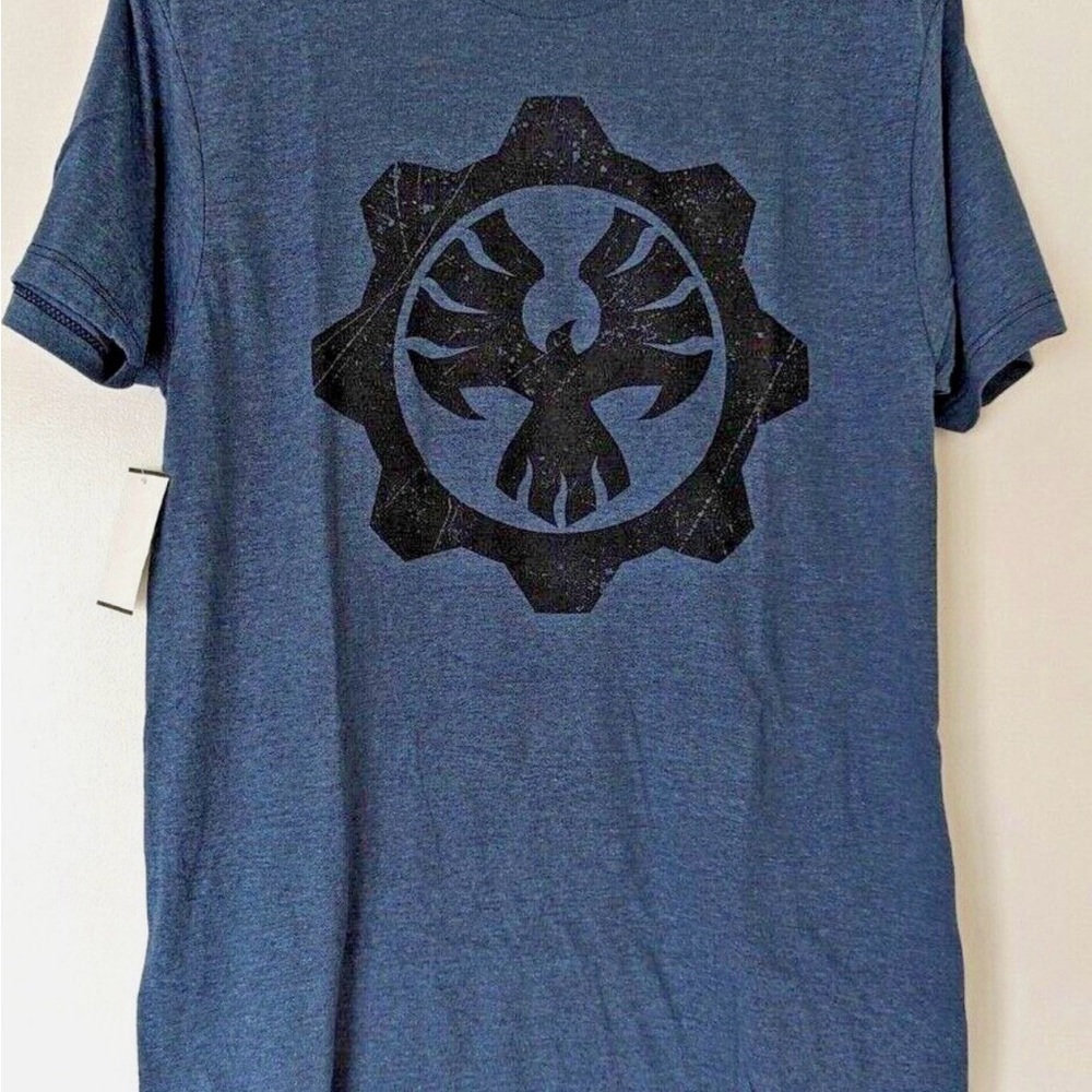 Men's Heather Blue Short-Sleeve Tee with Black Gear Phoenix Graphic